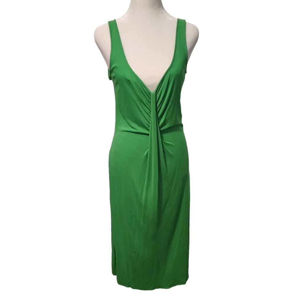 Vintage Diane Von Furstenberg Bodicon Plunging Neckline Sleeveless Midi Dress